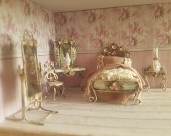 Miniature bedroom/dollhouse/iron/scale 1 48/Miniature bedroom/dollhouse/iron/scale 1 48/