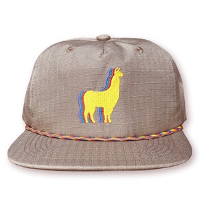 Llama Rope Hat / Biscotti Ripstop Nylon with Buttercup Llama