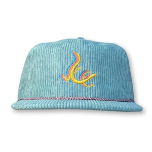 Lizard Rope Hat / Seafoam Corduroy with Chartreuse Lizard