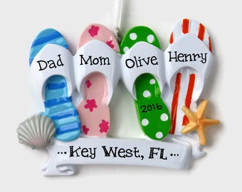 4 Flip Flops Family Personalized Ornament Flip Flop Family - Etsy