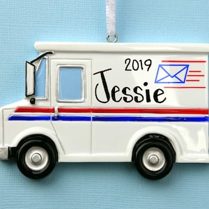 Mail Truck Personalized Ornament - Letter Carrier - Mailman - Post Office - Hand Personalized Christmas Ornament