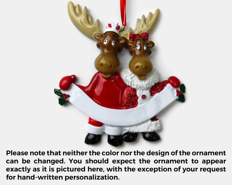 Moose Couple Personalized Ornament Hand Personalized Christmas Ornament