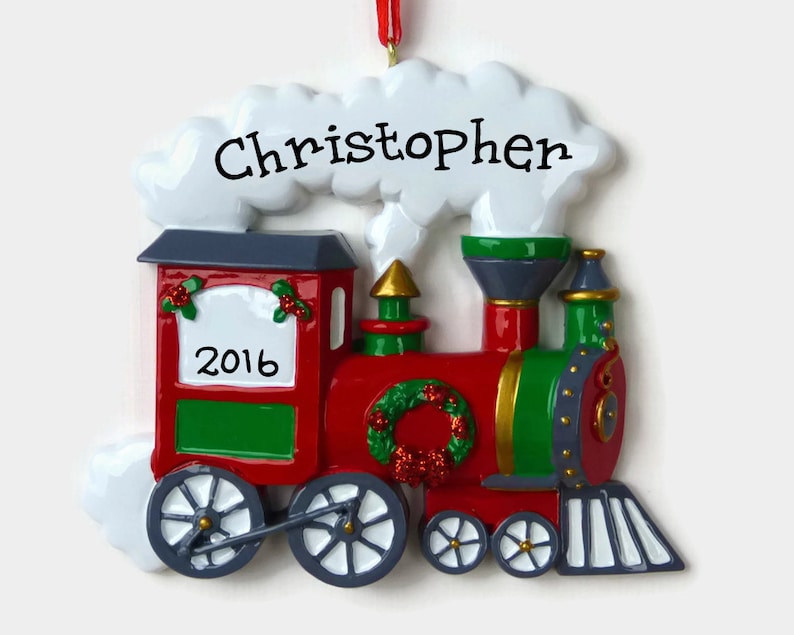 Toy Train Personalized Ornament Choo Choo Hand Personalized Christmas Ornament image 1