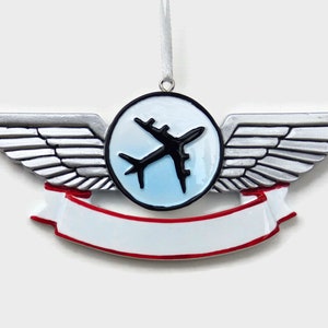 Airline Wings Personalized Ornament Airplane Pilot Vacation Hand Personalized Christmas Ornament image 2