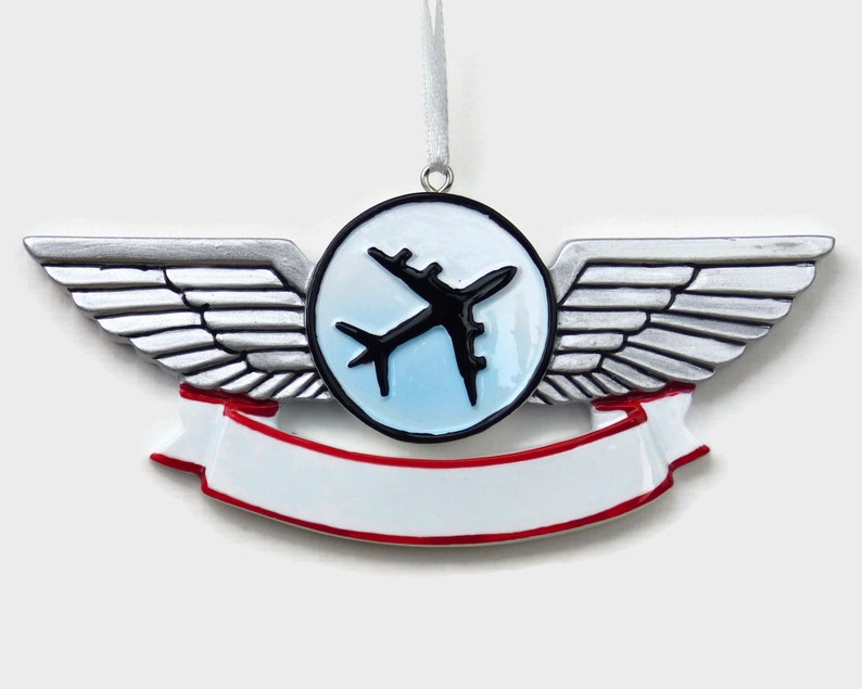 Airline Wings Personalized Ornament Airplane Pilot Vacation Hand Personalized Christmas Ornament image 2