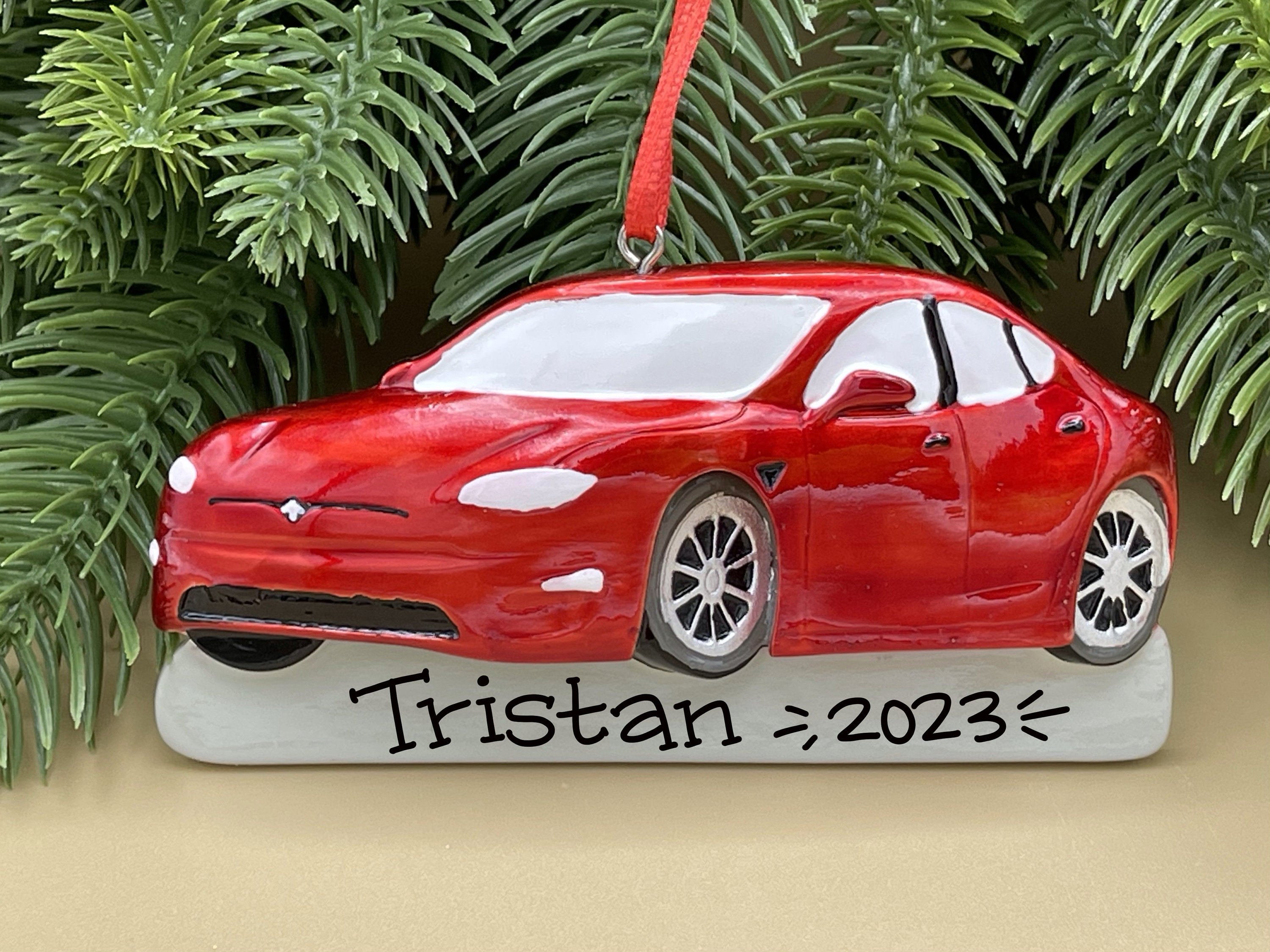 Personalized Blue Muscle Car Ornament ~ Hot Wheels Sport Car Ornament