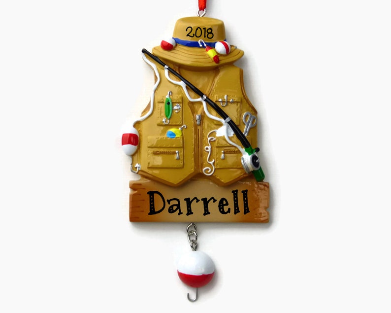 Fisherman Personalized Ornament Tackle Vest Fly Fishing Etsy