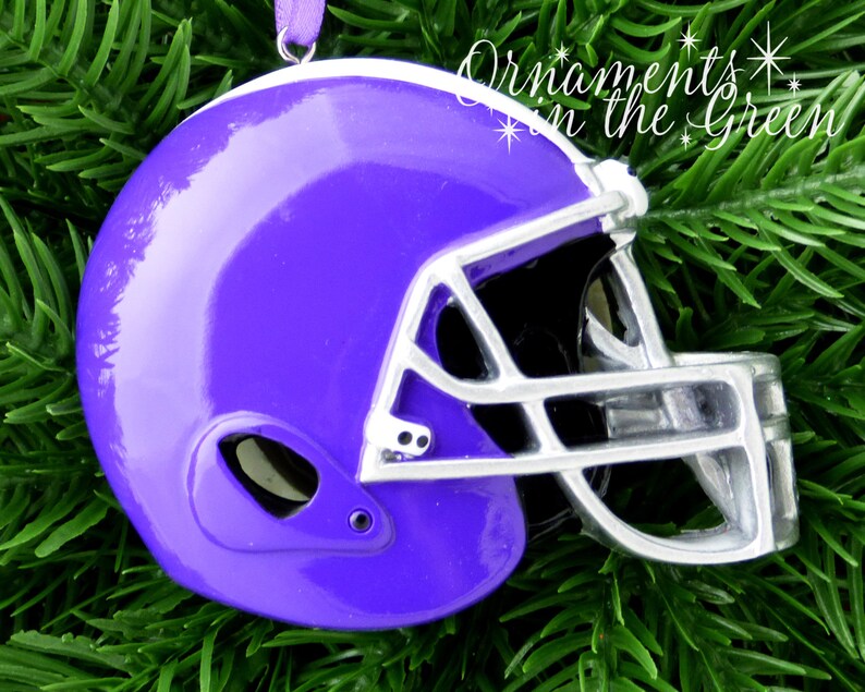 Champion Hand Personalized Christmas Ornament Purple Football Helmet Personalized Ornament Coach
