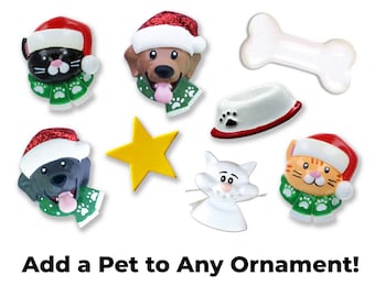 Add A Pet to any Personalized Ornament // Add a Cat // Add a Dog // Add an Angel // Personalized Christmas Ornament for a Family with a Pet