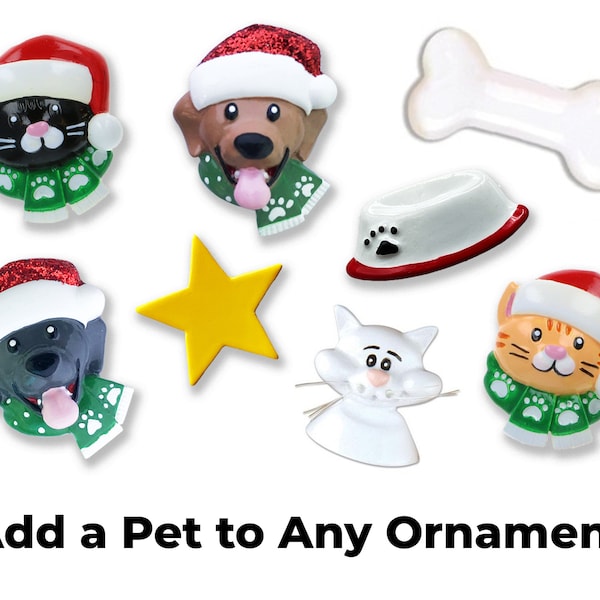 Add A Pet to any Personalized Ornament // Add a Cat // Add a Dog // Add an Angel // Personalized Christmas Ornament for a Family with a Pet