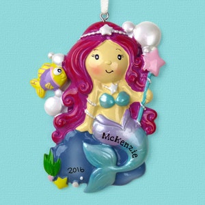 Mermaid Personalized Ornament - Under the Sea - Princess - Hand Personalized Christmas Ornament