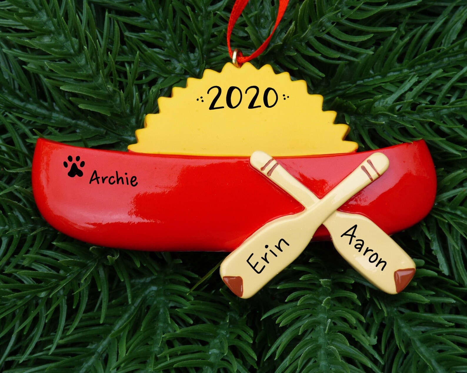 Red Canoe Personalized Ornament Paddling Trip Canoe Etsy