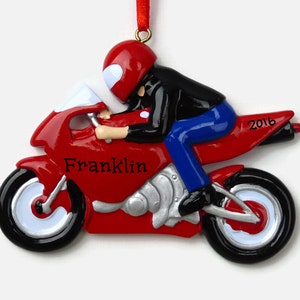 Sportbike Personalized Ornament - Motorcycle - Hand Personalized Christmas Ornament