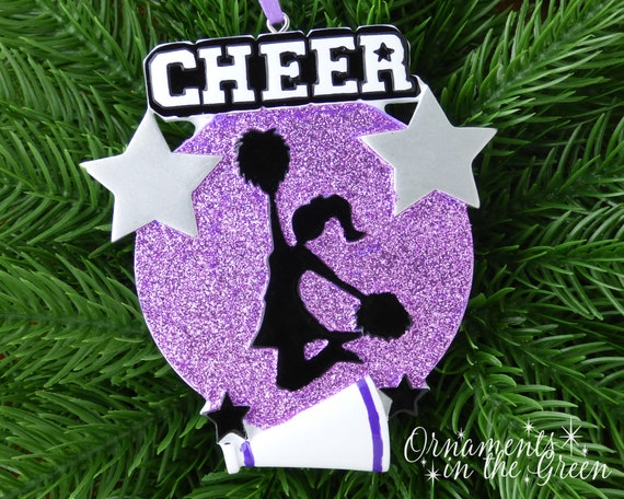 Blue Glitter Cheer Megaphone-Personalized Ornament My Personalized Orn