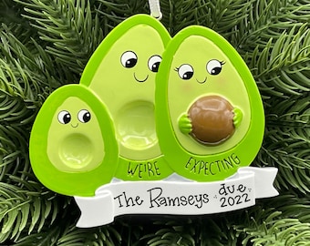 3 Avocados Expecting a Baby • Personalized Family Ornament • We're Expecting! • Pregnancy Announcement