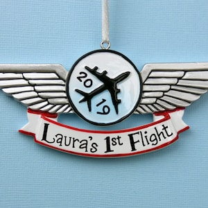 Airline Wings Personalized Ornament - Airplane - Pilot - Vacation - Hand Personalized Christmas Ornament