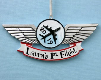 Airline Wings Personalized Ornament - Airplane - Pilot - Vacation - Hand Personalized Christmas Ornament