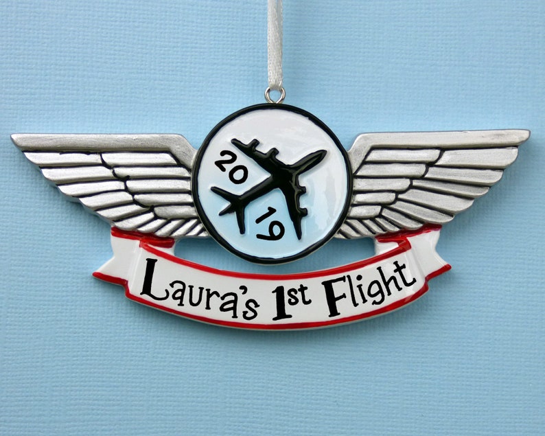 Airline Wings Personalized Ornament Airplane Pilot Vacation Hand Personalized Christmas Ornament image 1