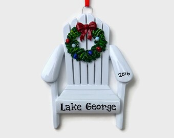 Adirondack Chair Personalized Ornament - Vacation - Backyard - Hand Personalized Christmas Ornament