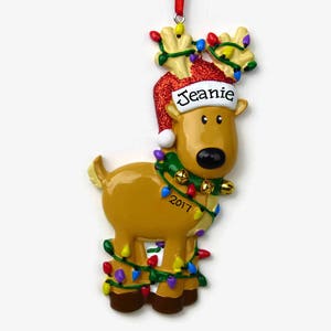 Cute Little Reindeer Personalized Ornament - Hand Personalized Christmas Ornament