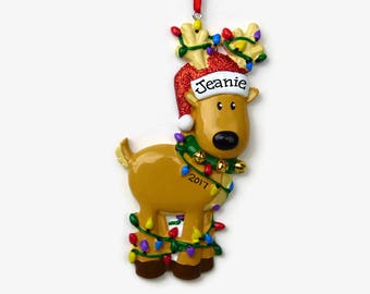 Cute Little Reindeer Personalized Ornament - Hand Personalized Christmas Ornament