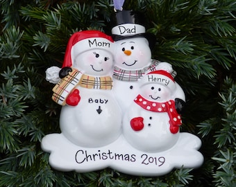 3 Expecting Family Personalized Ornament - Expecting a Baby - Hand Personalized Christmas Ornament