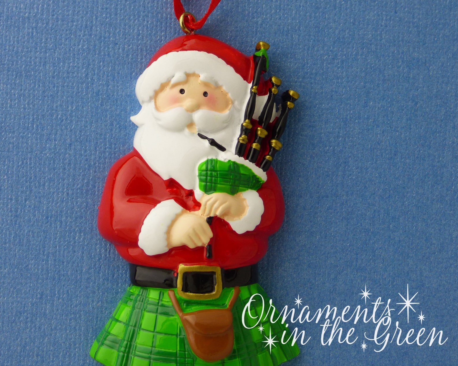 Bagpipe Santa Personalized Ornament Irish or Scottish Kilt Etsy