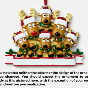 6 Reindeer Family Personalized Ornament Rudolph Family of Six Hand Personalized Christmas Ornament image 4