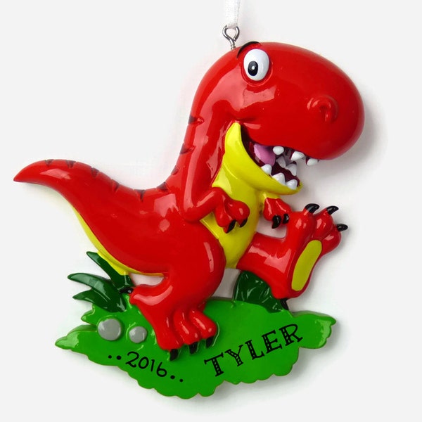 Dinosaur Personalized Ornament - Tyrannosaurus Rex - Hand Personalized Christmas Ornament