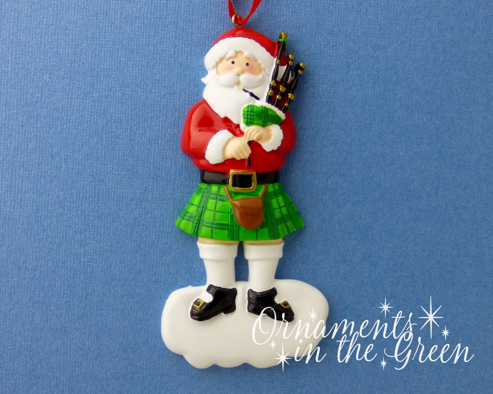 Bagpipe Santa Personalized Ornament Irish or Scottish Kilt Etsy