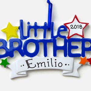 Little Brother Personalized Ornament Hand Personalized Christmas Ornament image 1