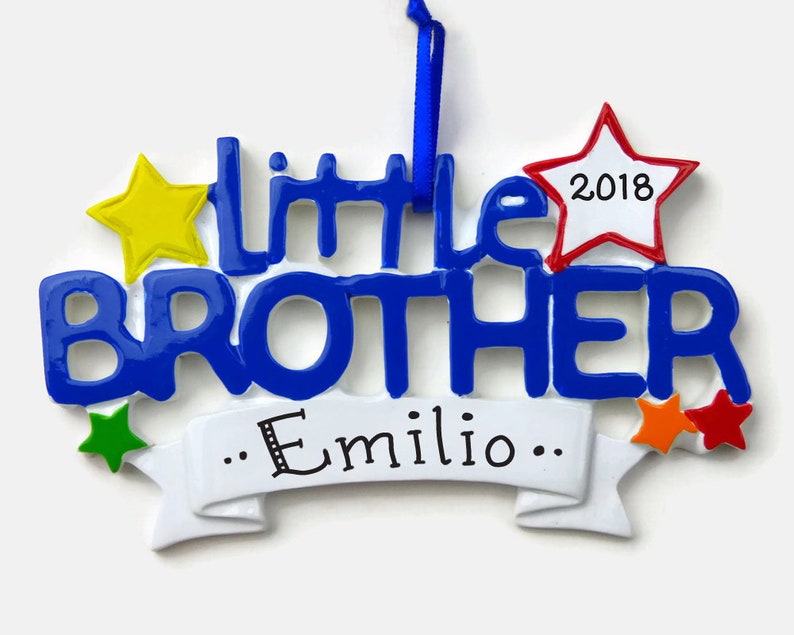 Little Brother Personalized Ornament Hand Personalized Christmas Ornament image 1
