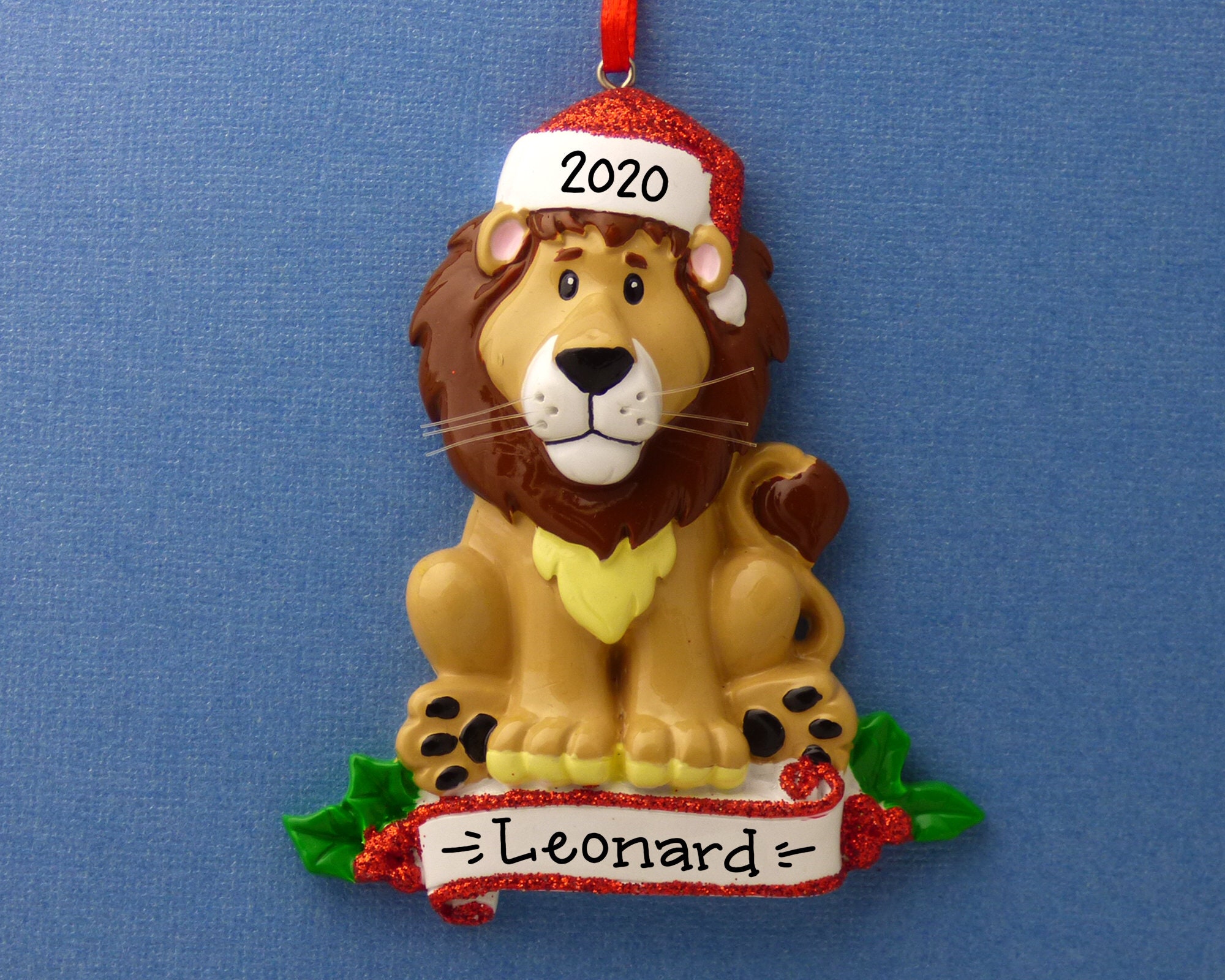 personalized christmas ornament Lion zoo animals