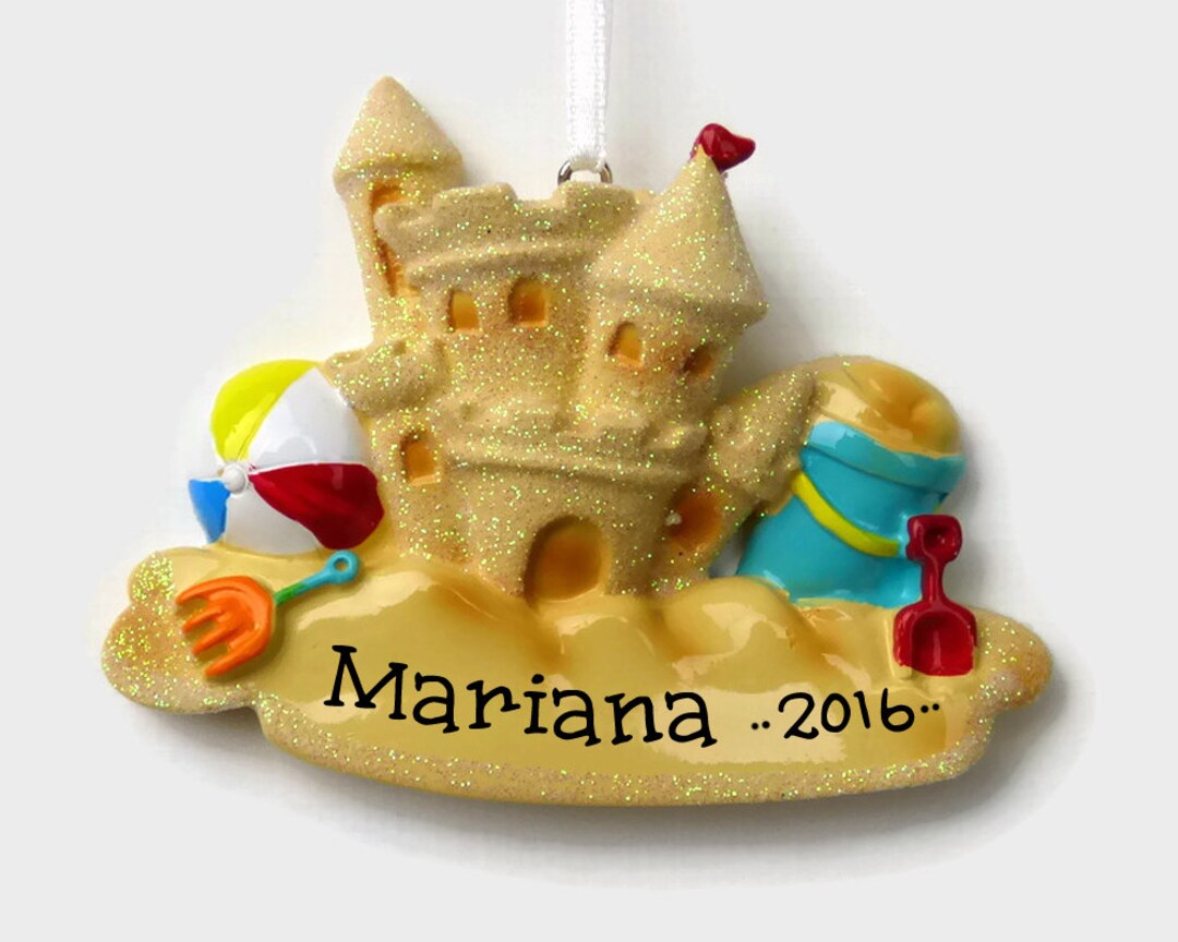Sandcastle Personalized Ornament Beach Vacation Hand Personalized