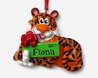 Tiger Personalized Ornament - Hand Personalized Christmas Ornament