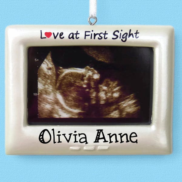 Ultrasound Frame Ornament - Love at First Sight - Hand Personalized Christmas Ornament