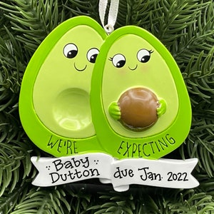 2 Avocados Expecting a Baby - We're Expecting! Personalized Couple Ornament - Family of Two - Pregnancy Announcement - Christmas Ornament