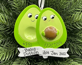 2 Avocados Expecting a Baby - We're Expecting! Personalized Couple Ornament - Family of Two - Pregnancy Announcement - Christmas Ornament