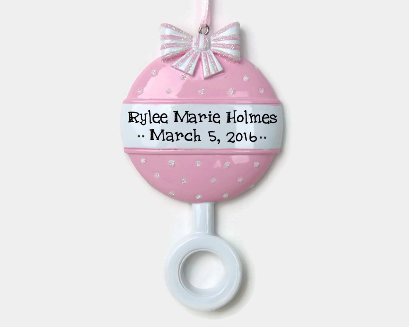 Baby Girl Rattle Personalized Ornament Baby's First Etsy