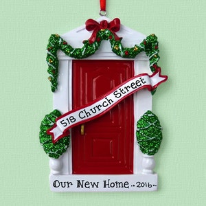 Red Door - New Home - First Apartment Personalized Ornament - Hand Personalized Christmas Ornament