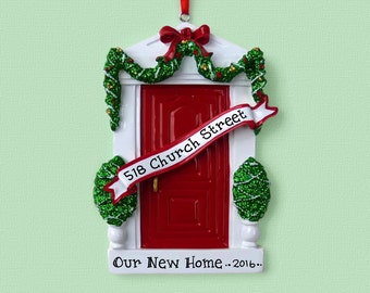 Red Door - New Home - First Apartment Personalized Ornament - Hand Personalized Christmas Ornament