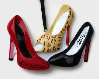 High Heel Shoes Personalized Ornament - Shopaholic - Shoe Lover - Hand Personalized Christmas Ornament