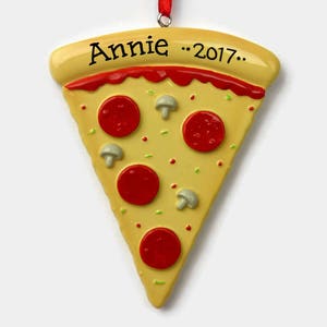 Pizza Personalized Ornament - Pizza Party - Hand Personalized Christmas Ornament