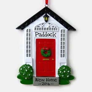 Red Door New Home First Apartment Personalized Ornament Hand Personalized Christmas Ornament image 1