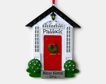 Red Door - New Home - First Apartment Personalized Ornament - Hand Personalized Christmas Ornament