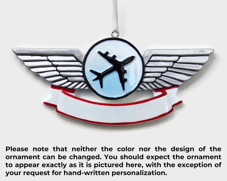 Airline Wings Personalized Ornament Airplane Pilot Vacation Hand Personalized Christmas Ornament image 4