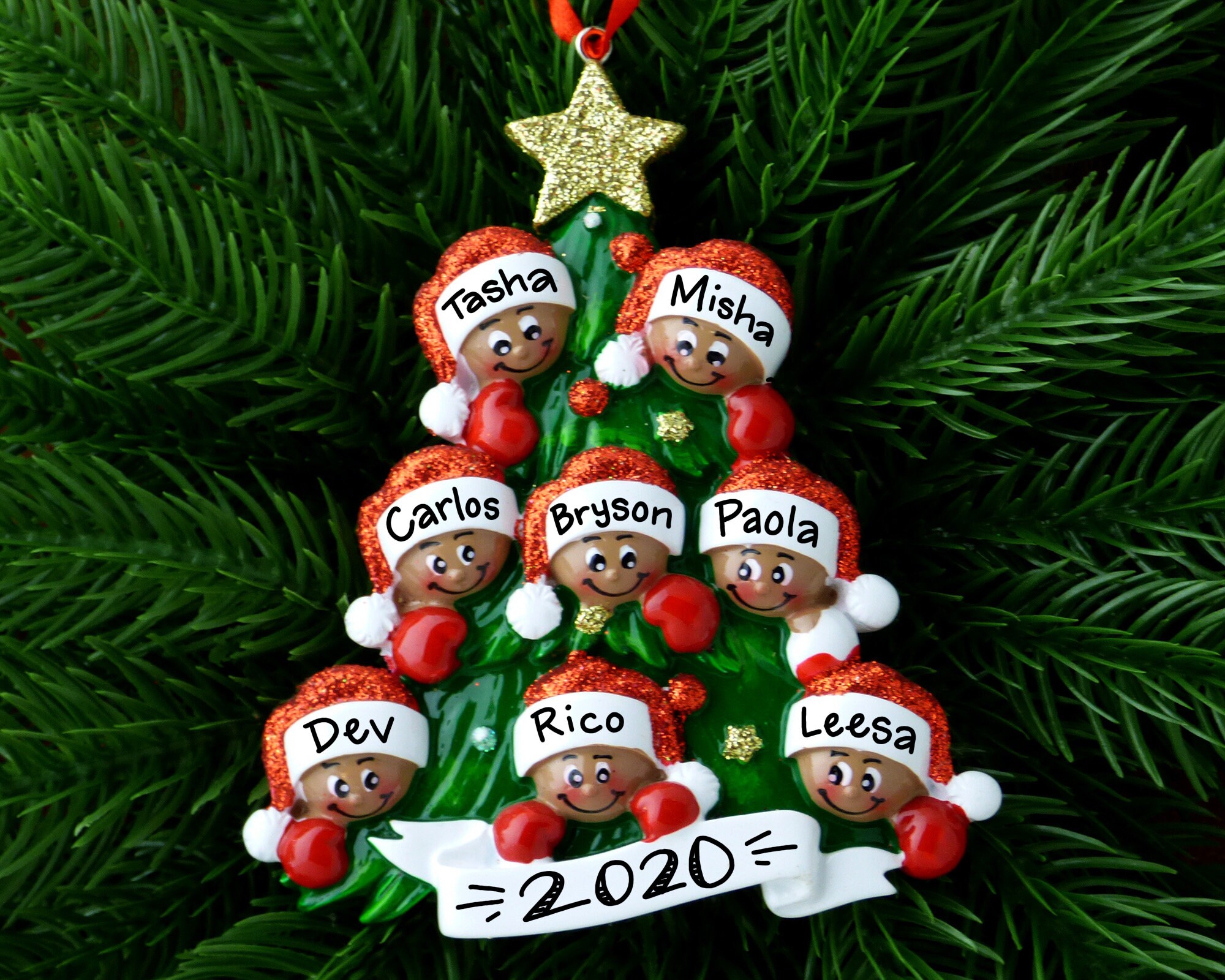 WERWAES - Boule De Noël Personnalisée En Acrylique - Avec Prénom Et Année - Pour Famille 2-8 Personnes - Décoration Intérieure