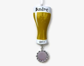 Craft Beer Personalized Ornament - Hoppy Holidays - 21st Birthday - Hand Personalized Christmas Ornament