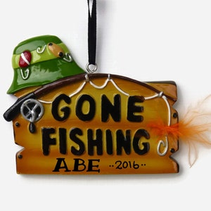 Gone Fishing Personalized Ornament - Hand Personalized Christmas Ornament