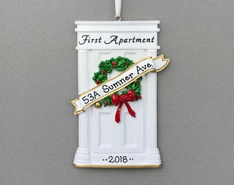 White Door - First Apartment Personalized Ornament -  New Home - Housewarming Gift - Quarantine - Hand Personalized Christmas Ornament